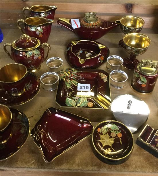 Quantity of Carlton ware rouge royale including lighters, cups etc